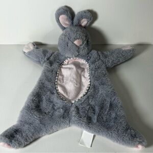 Lovey Baby Gray Bunny Rabbit Lovey Rattle Crinkle Flat Security Blanket Kellytoy